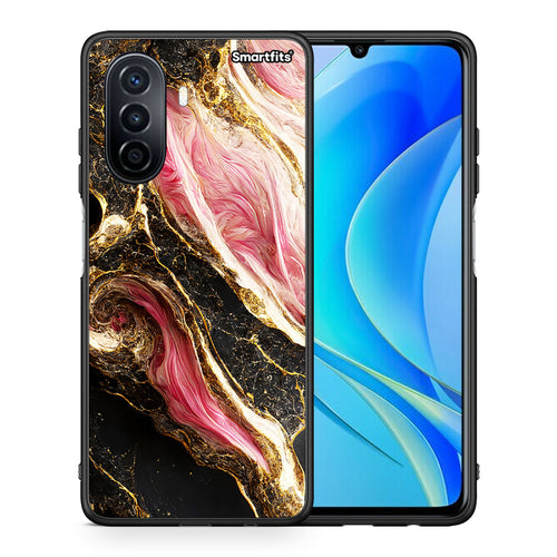 Θήκη Huawei Nova Y70 Glamorous Pink Marble από τη Smartfits με σχέδιο στο πίσω μέρος και μαύρο περίβλημα | Huawei Nova Y70 Glamorous Pink Marble case with colorful back and black bezels