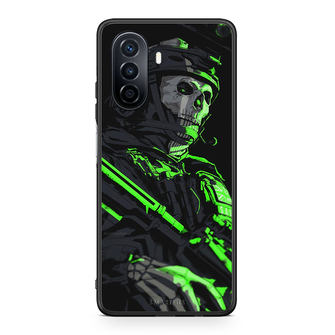 Huawei Nova Y70 Green Soldier Θήκη Αγίου Βαλεντίνου από τη Smartfits με σχέδιο στο πίσω μέρος και μαύρο περίβλημα | Smartphone case with colorful back and black bezels by Smartfits
