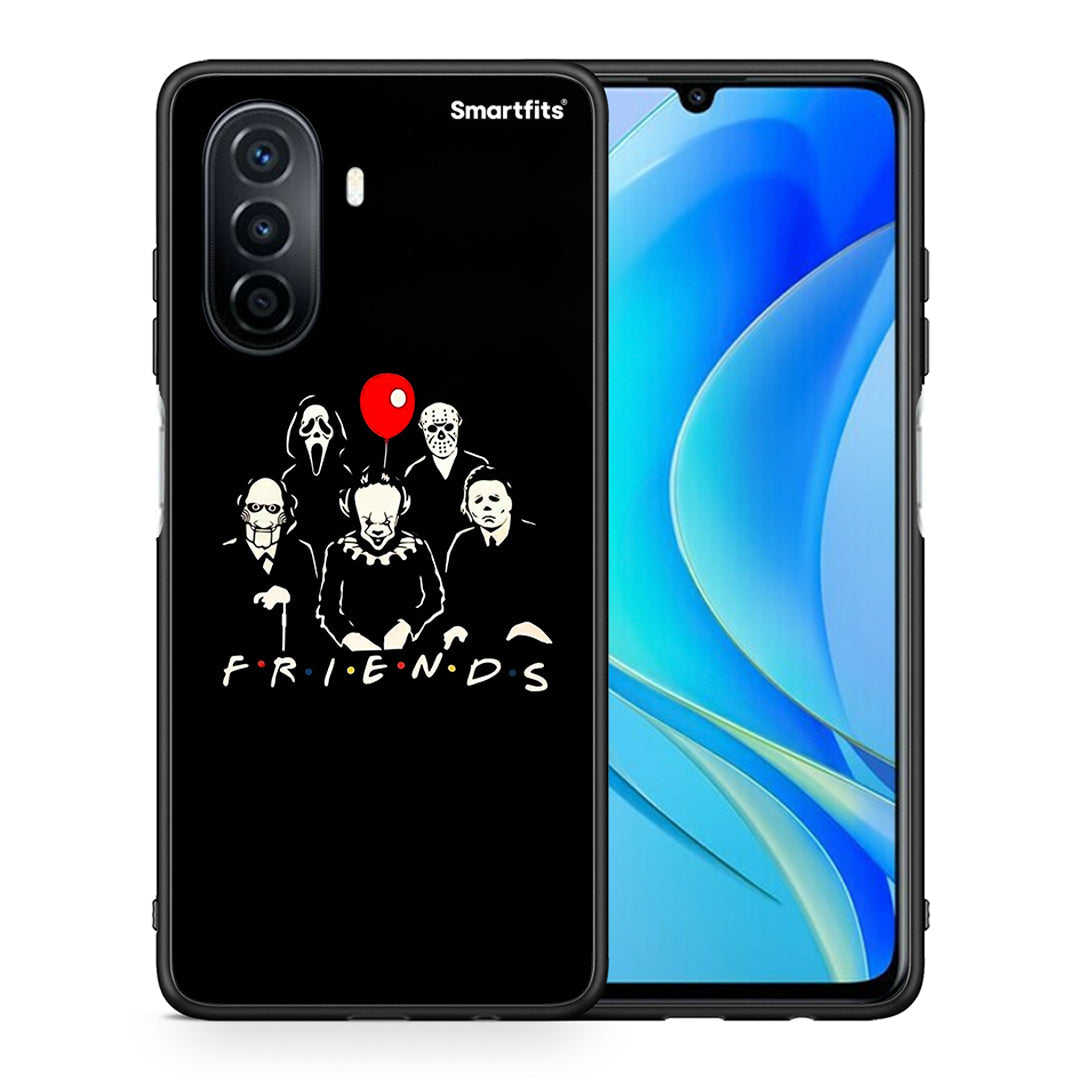Θήκη Huawei Nova Y70 Halloween Friends από τη Smartfits με σχέδιο στο πίσω μέρος και μαύρο περίβλημα | Huawei Nova Y70 Halloween Friends case with colorful back and black bezels
