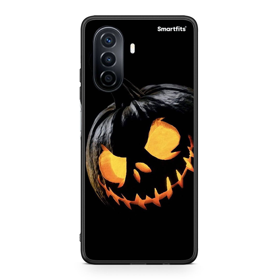 Huawei Nova Y70 Halloween Scary Pumpkin θήκη από τη Smartfits με σχέδιο στο πίσω μέρος και μαύρο περίβλημα | Smartphone case with colorful back and black bezels by Smartfits