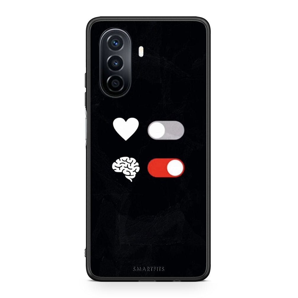 Huawei Nova Y70 Heart Vs Brain Θήκη Αγίου Βαλεντίνου από τη Smartfits με σχέδιο στο πίσω μέρος και μαύρο περίβλημα | Smartphone case with colorful back and black bezels by Smartfits
