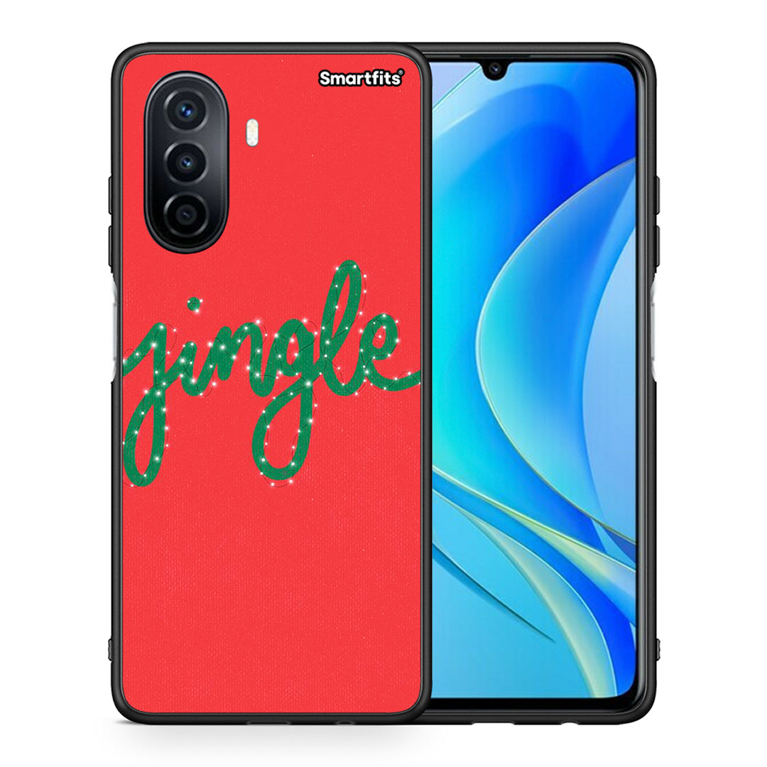 Θήκη Huawei Nova Y70 Jingle Xmas από τη Smartfits με σχέδιο στο πίσω μέρος και μαύρο περίβλημα | Huawei Nova Y70 Jingle Xmas case with colorful back and black bezels