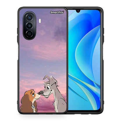 Θήκη Huawei Nova Y70 Lady And Tramp από τη Smartfits με σχέδιο στο πίσω μέρος και μαύρο περίβλημα | Huawei Nova Y70 Lady And Tramp case with colorful back and black bezels