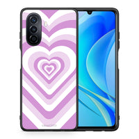 Thumbnail for Θήκη Huawei Nova Y70 Lilac Hearts από τη Smartfits με σχέδιο στο πίσω μέρος και μαύρο περίβλημα | Huawei Nova Y70 Lilac Hearts case with colorful back and black bezels