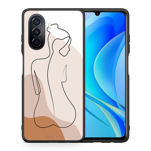 Θήκη Huawei Nova Y70 LineArt Woman από τη Smartfits με σχέδιο στο πίσω μέρος και μαύρο περίβλημα | Huawei Nova Y70 LineArt Woman case with colorful back and black bezels