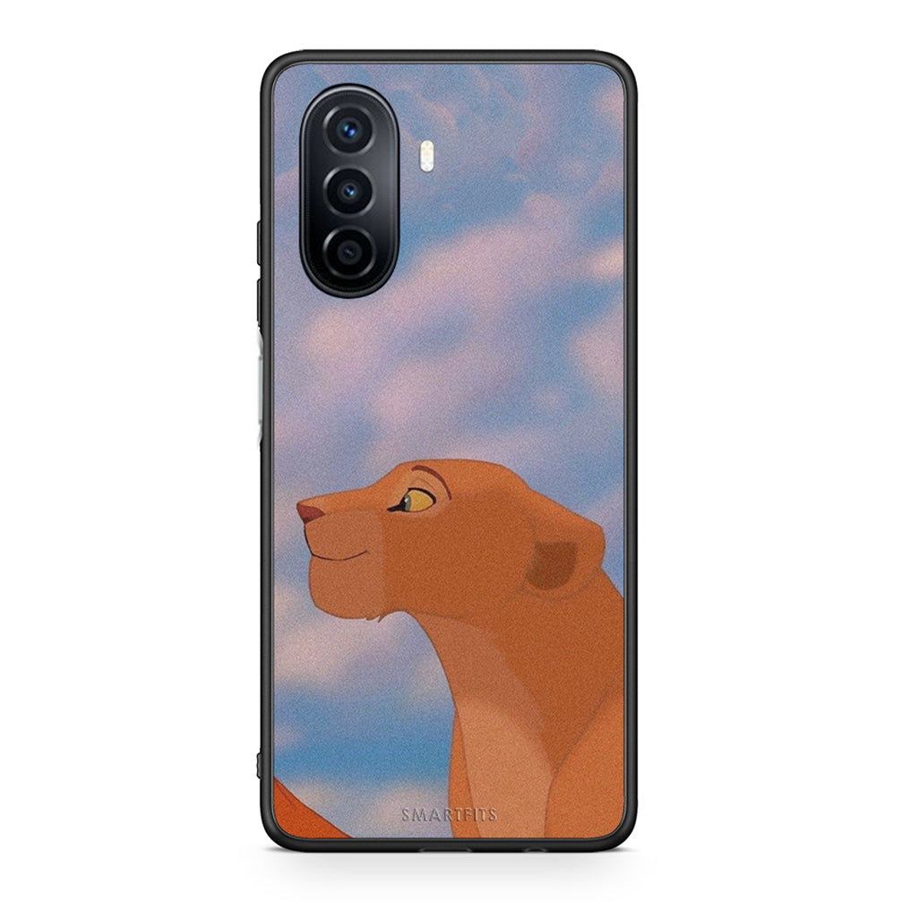 Huawei Nova Y70 Lion Love 2 Θήκη Αγίου Βαλεντίνου από τη Smartfits με σχέδιο στο πίσω μέρος και μαύρο περίβλημα | Smartphone case with colorful back and black bezels by Smartfits