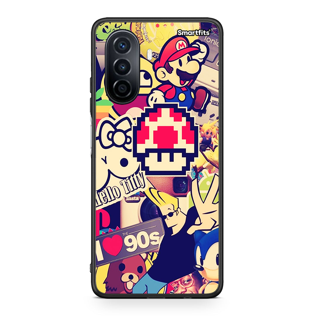 Huawei Nova Y70 Love The 90s θήκη από τη Smartfits με σχέδιο στο πίσω μέρος και μαύρο περίβλημα | Smartphone case with colorful back and black bezels by Smartfits