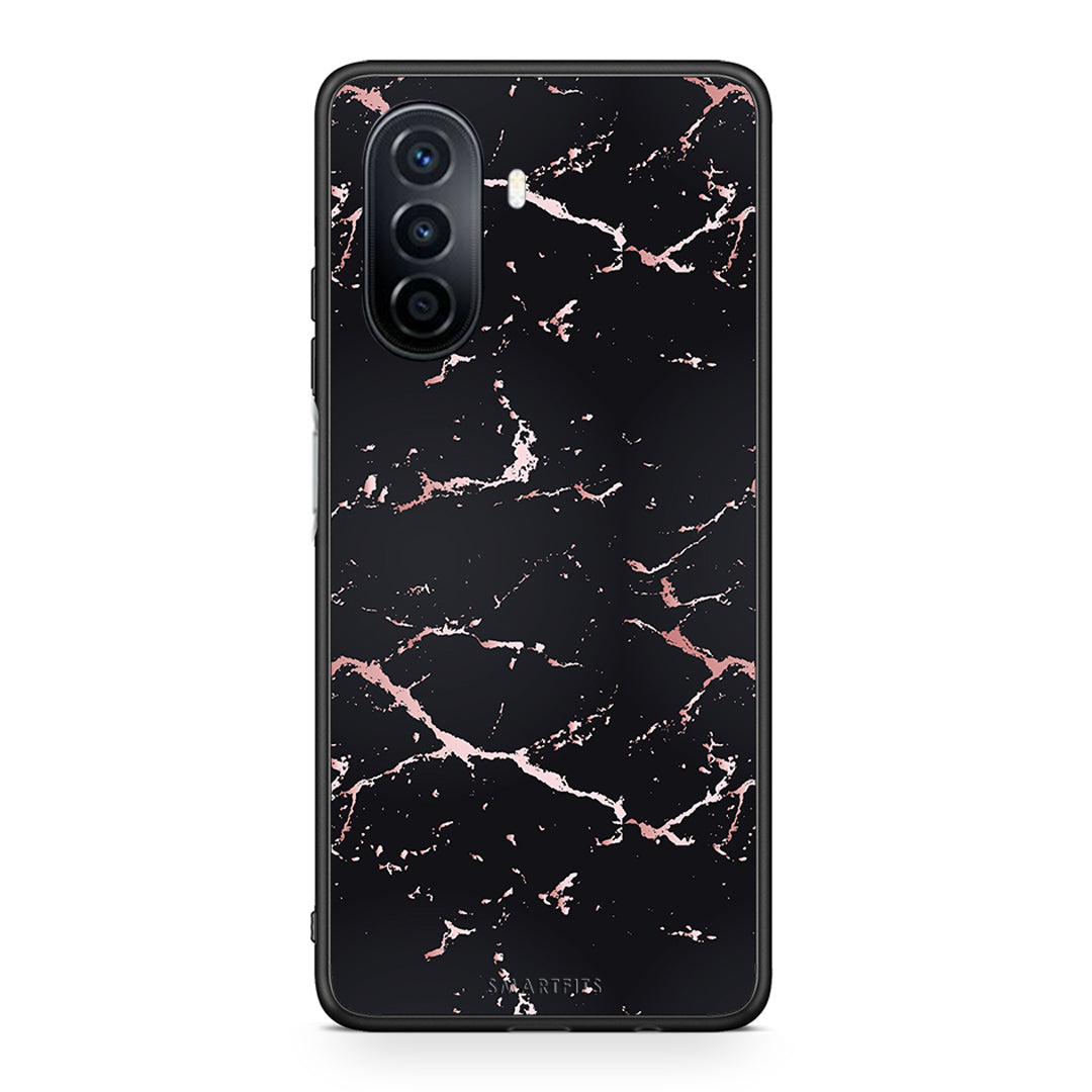 4 - Huawei Nova Y70 Black Rosegold Marble case, cover, bumper
