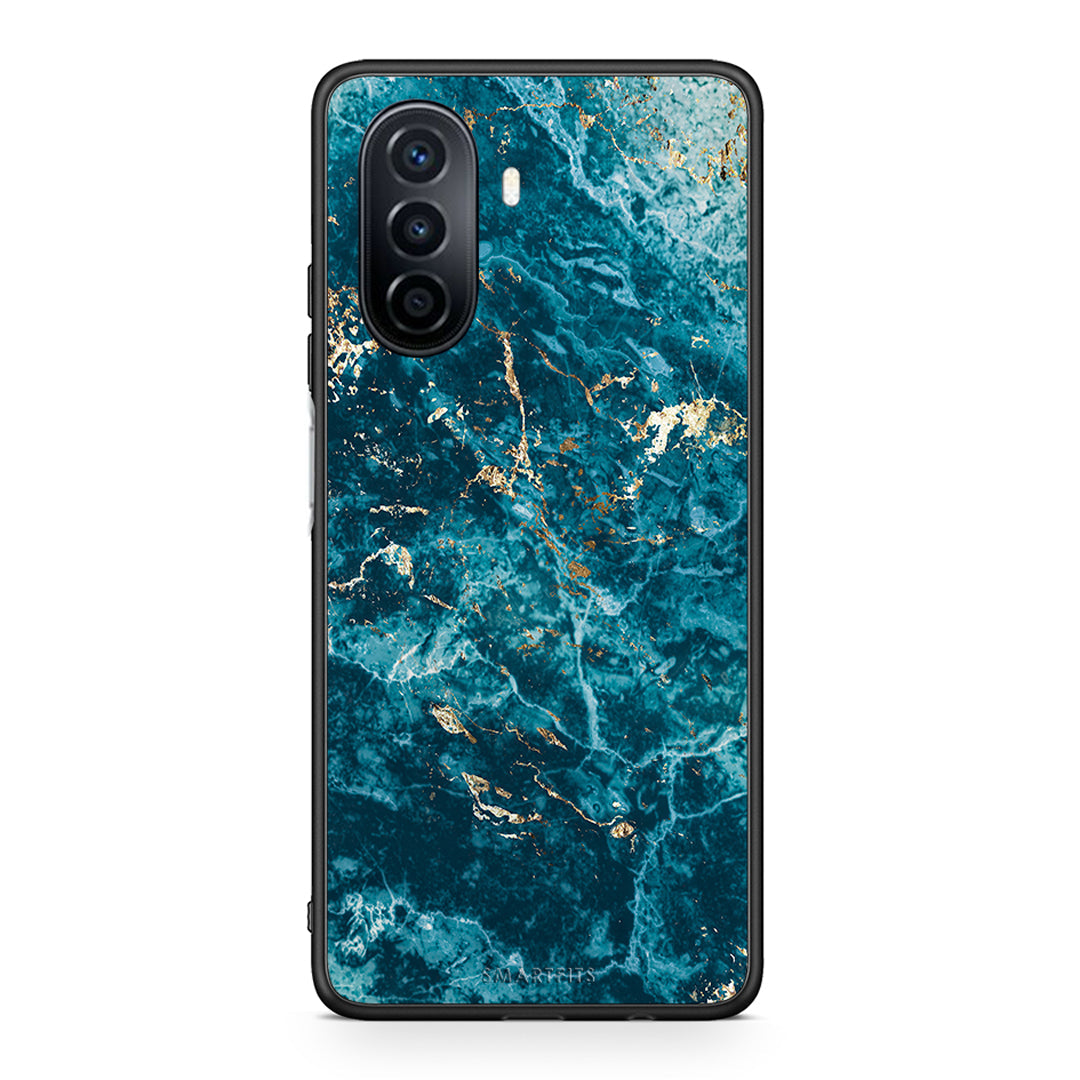 Huawei Nova Y70 Marble Blue θήκη από τη Smartfits με σχέδιο στο πίσω μέρος και μαύρο περίβλημα | Smartphone case with colorful back and black bezels by Smartfits