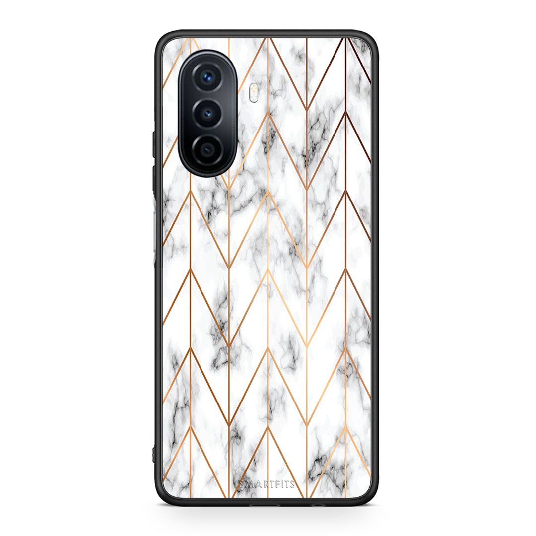 44 - Huawei Nova Y70 Gold Geometric Marble case, cover, bumper