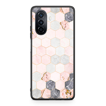 4 - Huawei Nova Y70 Hexagon Pink Marble case, cover, bumper
