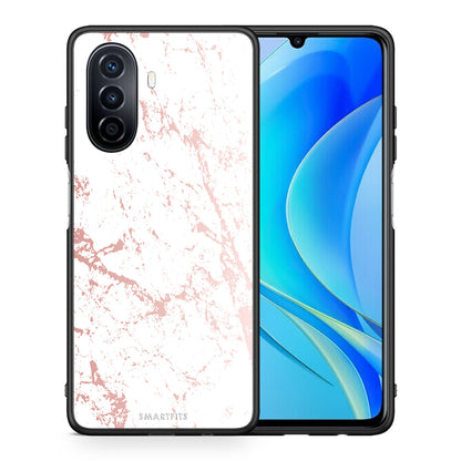 Θήκη Huawei Nova Y70 Pink Splash Marble από τη Smartfits με σχέδιο στο πίσω μέρος και μαύρο περίβλημα | Huawei Nova Y70 Pink Splash Marble case with colorful back and black bezels