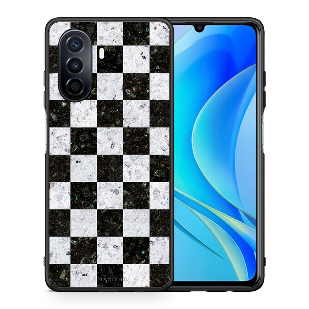 Θήκη Huawei Nova Y70 Square Geometric Marble από τη Smartfits με σχέδιο στο πίσω μέρος και μαύρο περίβλημα | Huawei Nova Y70 Square Geometric Marble case with colorful back and black bezels
