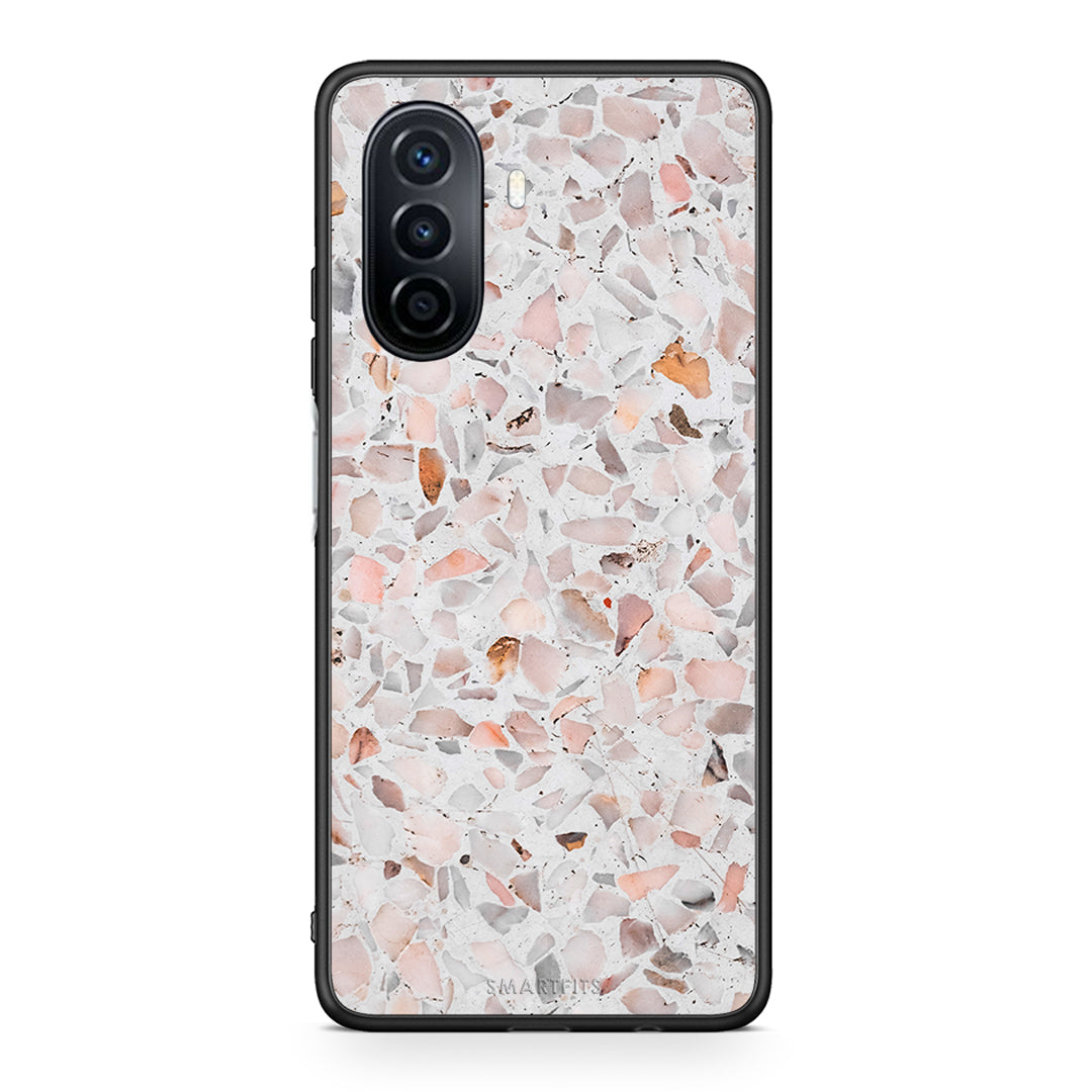 Huawei Nova Y70 Marble Terrazzo θήκη από τη Smartfits με σχέδιο στο πίσω μέρος και μαύρο περίβλημα | Smartphone case with colorful back and black bezels by Smartfits