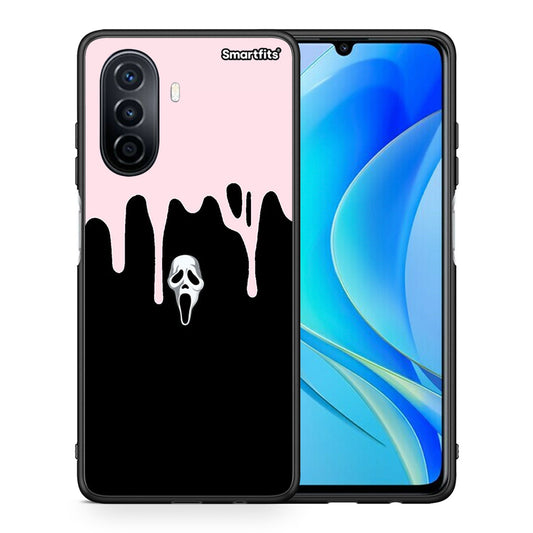 Θήκη Huawei Nova Y70 Melting Halloween Mask από τη Smartfits με σχέδιο στο πίσω μέρος και μαύρο περίβλημα | Huawei Nova Y70 Melting Halloween Mask case with colorful back and black bezels
