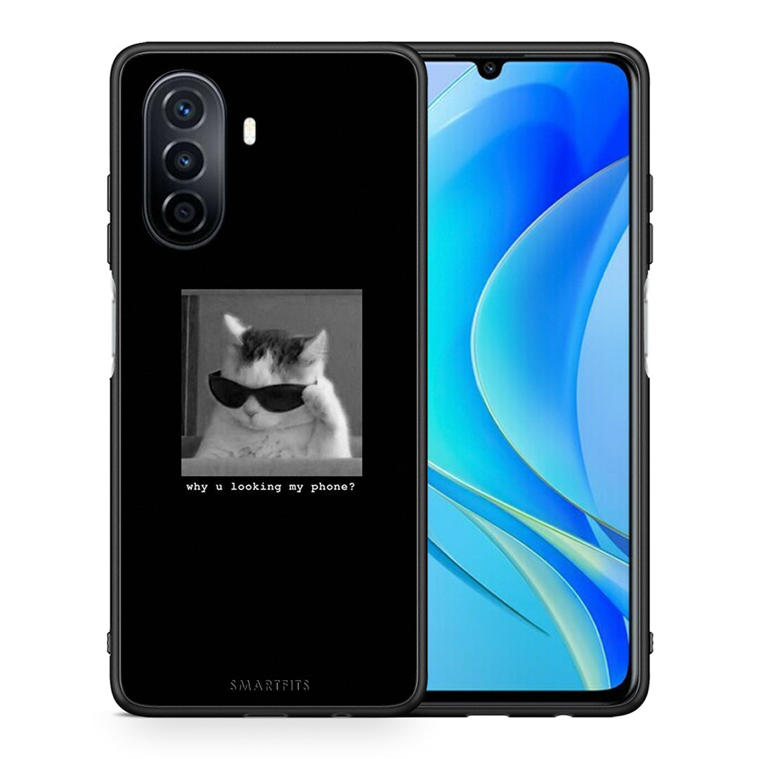 Θήκη Huawei Nova Y70 Meme Cat από τη Smartfits με σχέδιο στο πίσω μέρος και μαύρο περίβλημα | Huawei Nova Y70 Meme Cat case with colorful back and black bezels