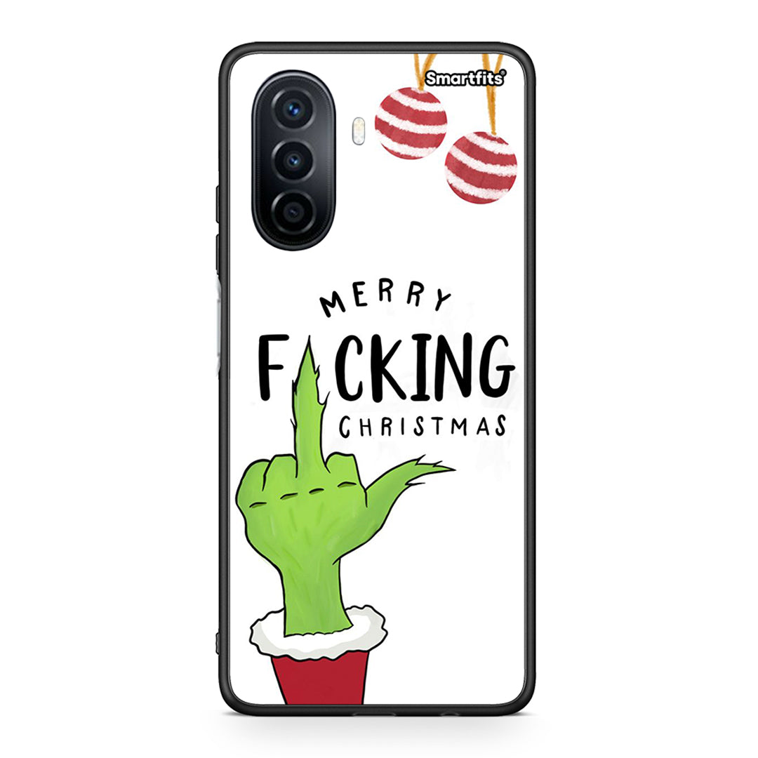 Huawei Nova Y70 Merry F Xmas θήκη από τη Smartfits με σχέδιο στο πίσω μέρος και μαύρο περίβλημα | Smartphone case with colorful back and black bezels by Smartfits