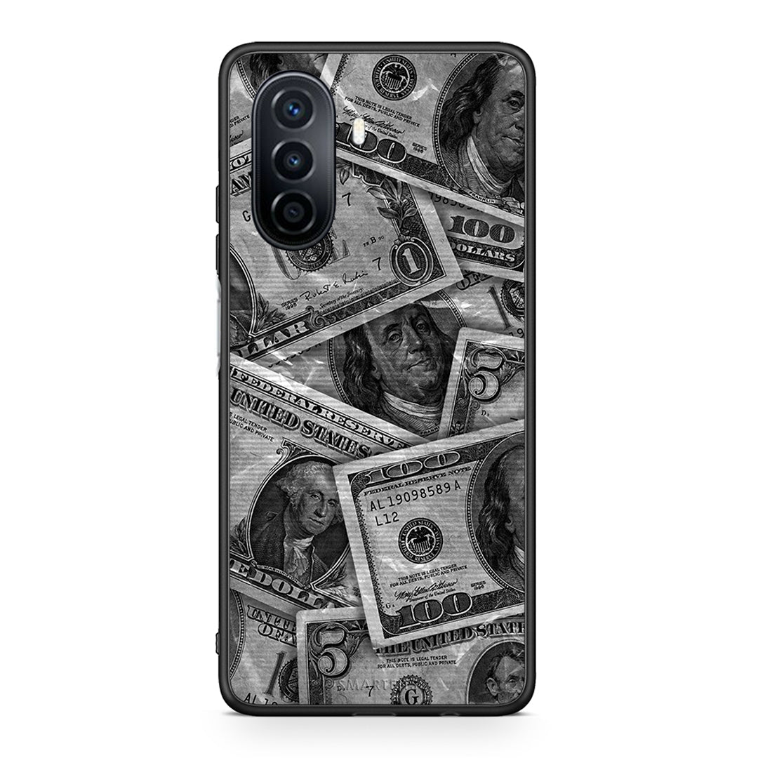 Huawei Nova Y70 Money Dollars θήκη από τη Smartfits με σχέδιο στο πίσω μέρος και μαύρο περίβλημα | Smartphone case with colorful back and black bezels by Smartfits