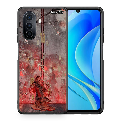 Θήκη Huawei Nova Y70 Nezuko Kamado από τη Smartfits με σχέδιο στο πίσω μέρος και μαύρο περίβλημα | Huawei Nova Y70 Nezuko Kamado case with colorful back and black bezels