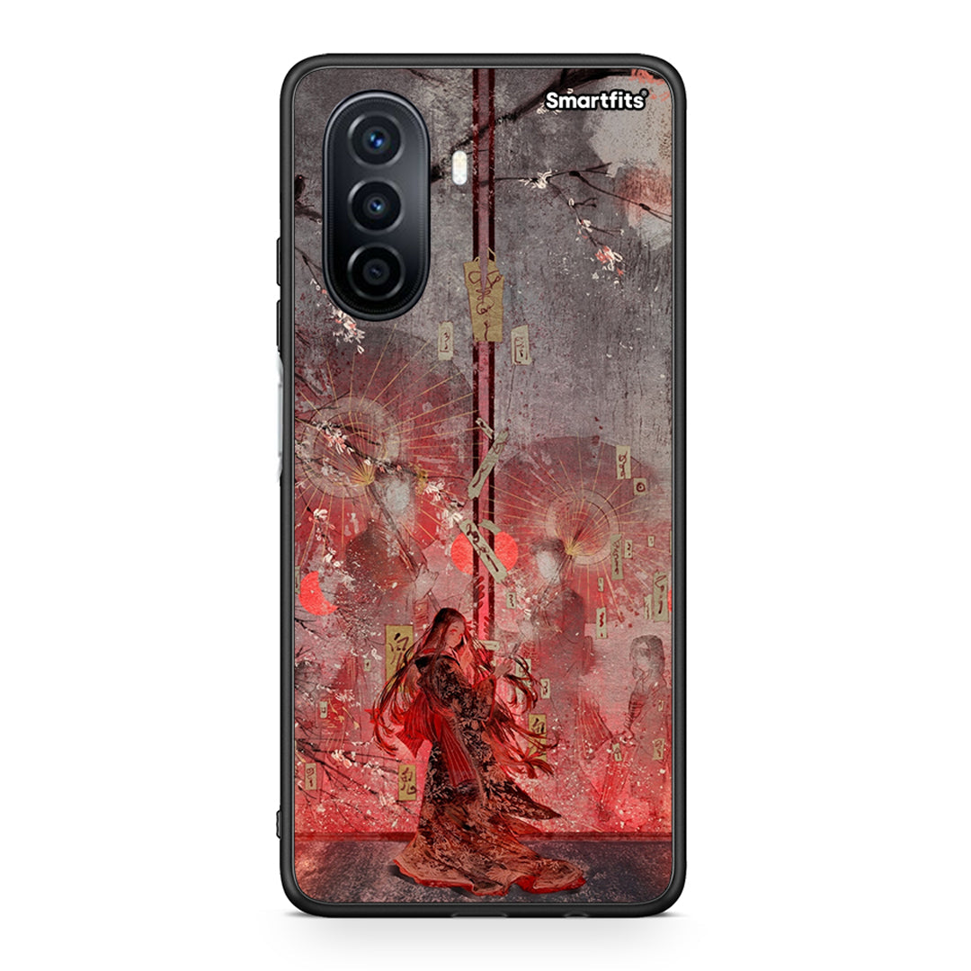 Huawei Nova Y70 Nezuko Kamado θήκη από τη Smartfits με σχέδιο στο πίσω μέρος και μαύρο περίβλημα | Smartphone case with colorful back and black bezels by Smartfits