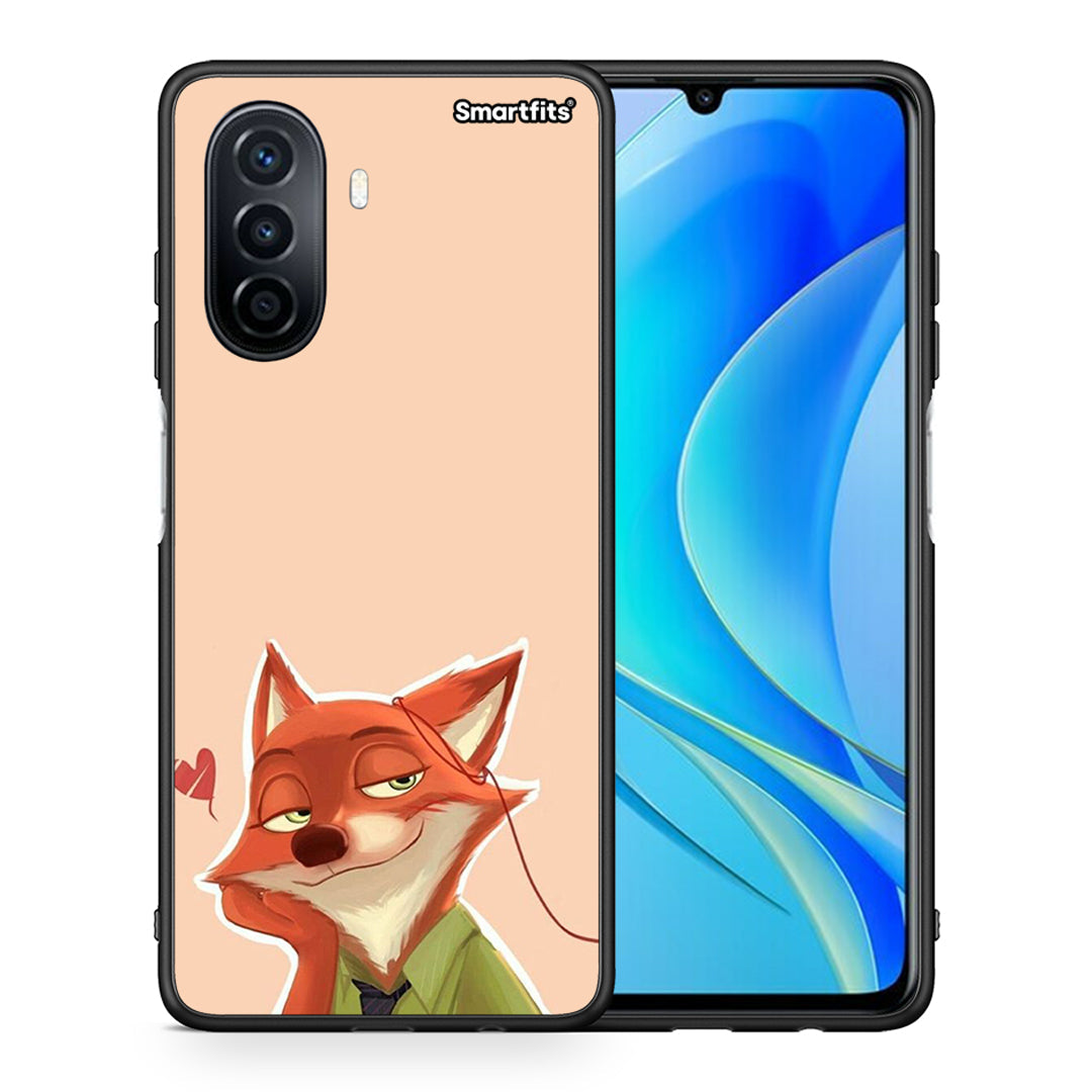 Θήκη Huawei Nova Y70 Nick Wilde And Judy Hopps Love 1 από τη Smartfits με σχέδιο στο πίσω μέρος και μαύρο περίβλημα | Huawei Nova Y70 Nick Wilde And Judy Hopps Love 1 case with colorful back and black bezels