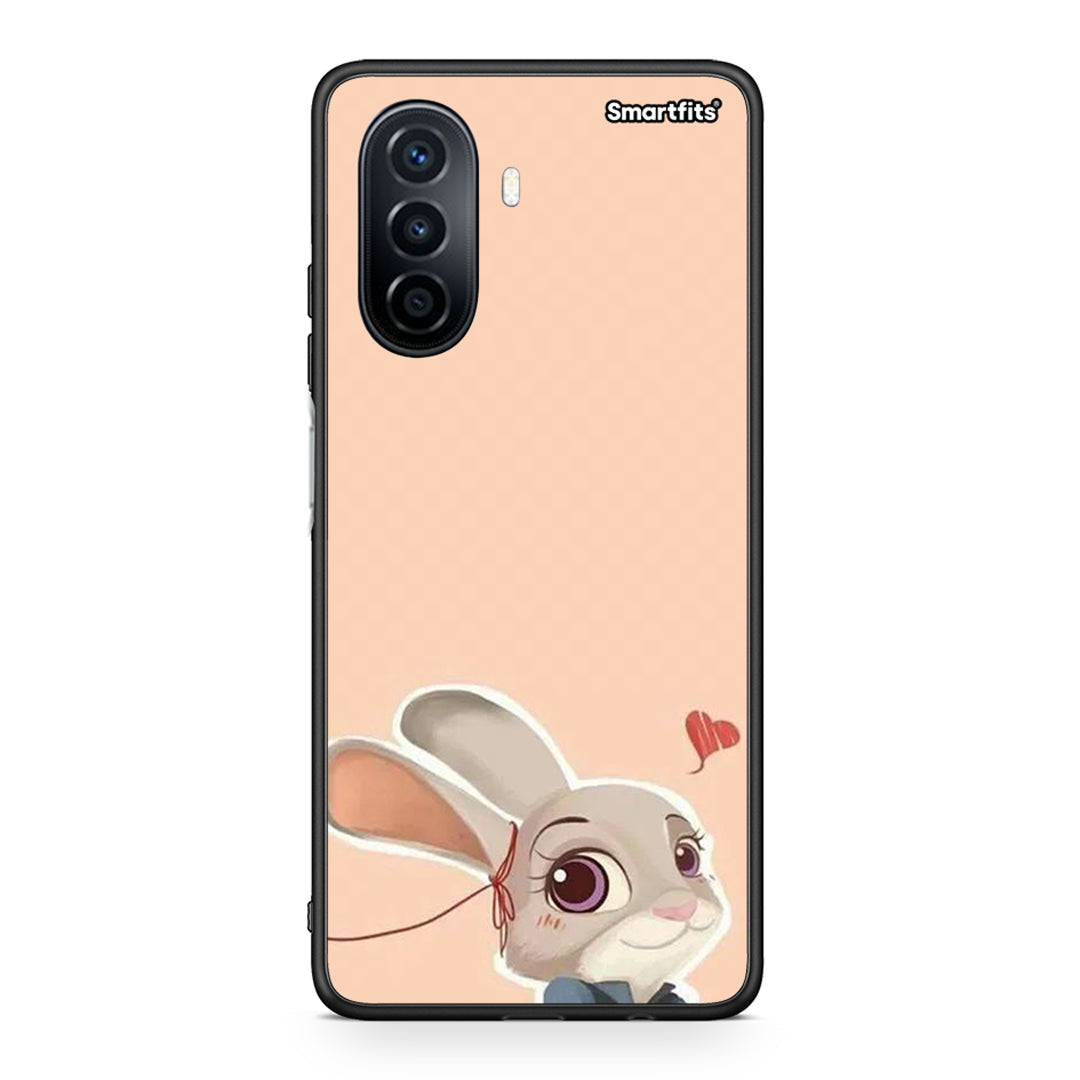 Huawei Nova Y70 Nick Wilde And Judy Hopps Love 2 θήκη από τη Smartfits με σχέδιο στο πίσω μέρος και μαύρο περίβλημα | Smartphone case with colorful back and black bezels by Smartfits