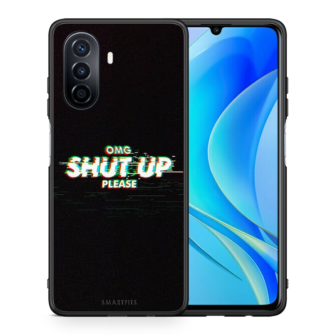 Θήκη Huawei Nova Y70 OMG ShutUp από τη Smartfits με σχέδιο στο πίσω μέρος και μαύρο περίβλημα | Huawei Nova Y70 OMG ShutUp case with colorful back and black bezels