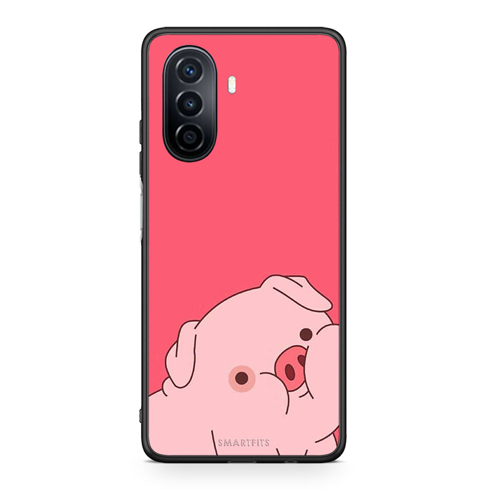 Huawei Nova Y70 Pig Love 1 Θήκη Αγίου Βαλεντίνου από τη Smartfits με σχέδιο στο πίσω μέρος και μαύρο περίβλημα | Smartphone case with colorful back and black bezels by Smartfits