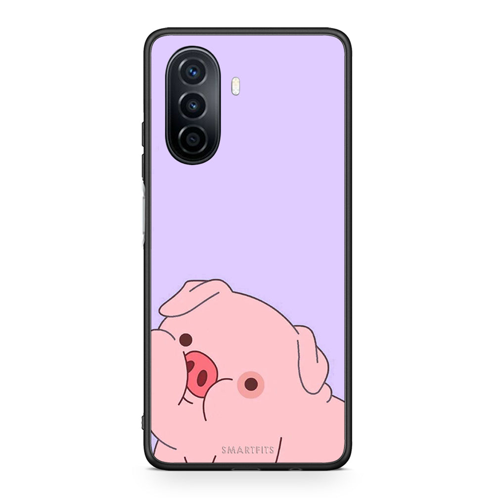 Huawei Nova Y70 Pig Love 2 Θήκη Αγίου Βαλεντίνου από τη Smartfits με σχέδιο στο πίσω μέρος και μαύρο περίβλημα | Smartphone case with colorful back and black bezels by Smartfits