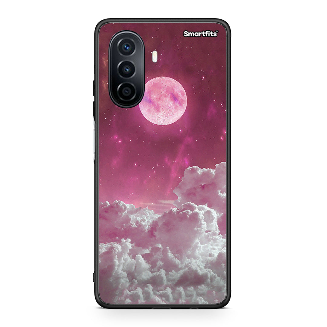 Huawei Nova Y70 Pink Moon θήκη από τη Smartfits με σχέδιο στο πίσω μέρος και μαύρο περίβλημα | Smartphone case with colorful back and black bezels by Smartfits