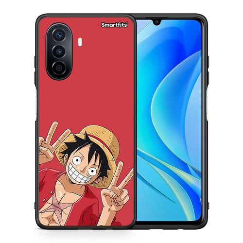 Θήκη Huawei Nova Y70 Pirate Luffy από τη Smartfits με σχέδιο στο πίσω μέρος και μαύρο περίβλημα | Huawei Nova Y70 Pirate Luffy case with colorful back and black bezels