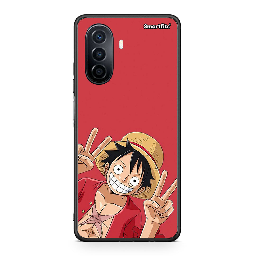 Huawei Nova Y70 Pirate Luffy θήκη από τη Smartfits με σχέδιο στο πίσω μέρος και μαύρο περίβλημα | Smartphone case with colorful back and black bezels by Smartfits