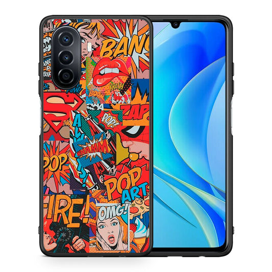 Θήκη Huawei Nova Y70 PopArt OMG από τη Smartfits με σχέδιο στο πίσω μέρος και μαύρο περίβλημα | Huawei Nova Y70 PopArt OMG case with colorful back and black bezels