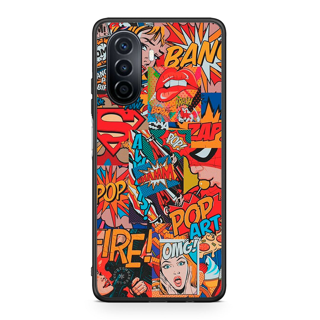 Huawei Nova Y70 PopArt OMG θήκη από τη Smartfits με σχέδιο στο πίσω μέρος και μαύρο περίβλημα | Smartphone case with colorful back and black bezels by Smartfits