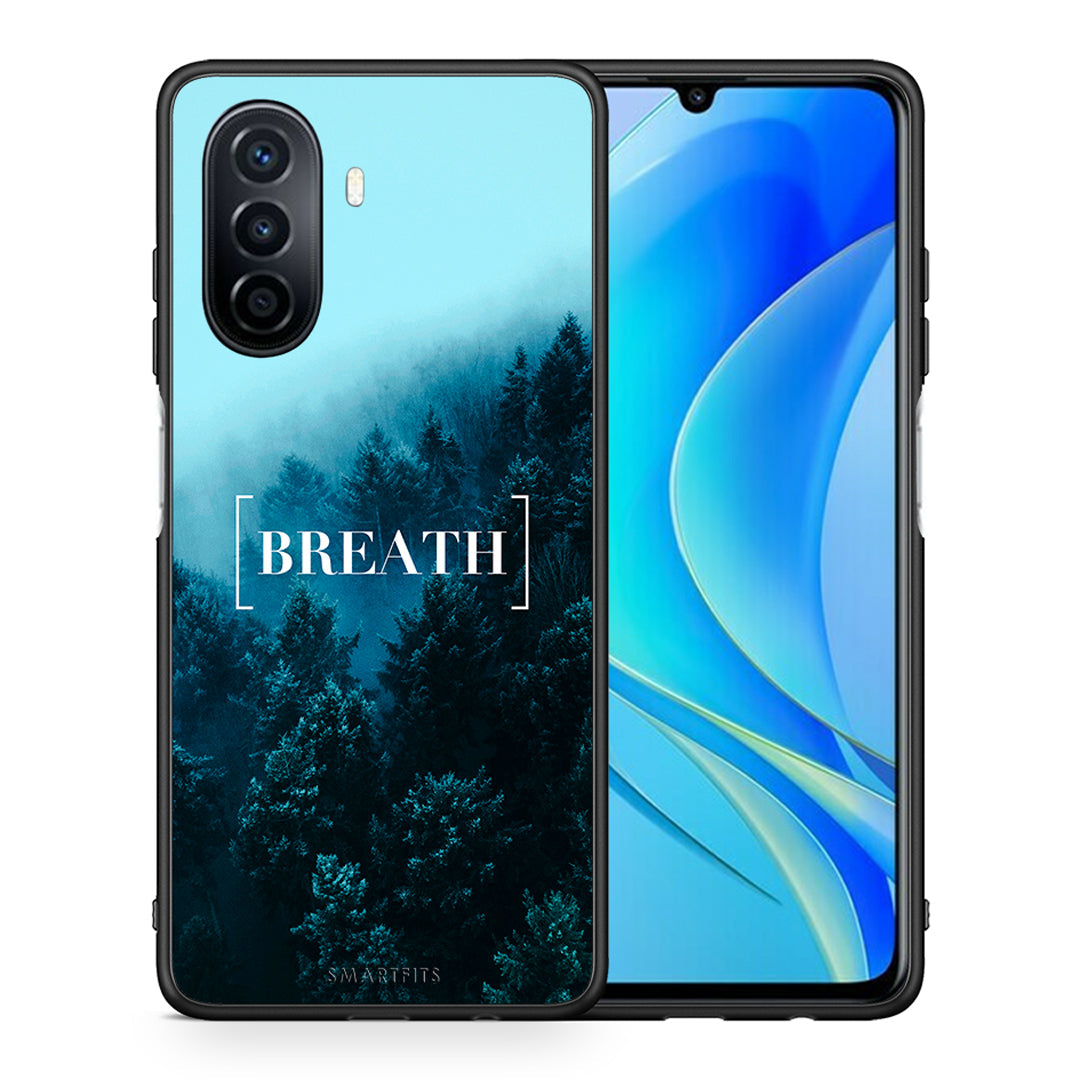 Θήκη Huawei Nova Y70 Breath Quote από τη Smartfits με σχέδιο στο πίσω μέρος και μαύρο περίβλημα | Huawei Nova Y70 Breath Quote case with colorful back and black bezels
