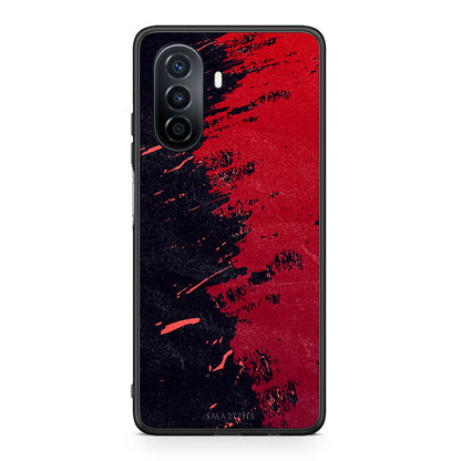 Huawei Nova Y70 Red Paint Θήκη Αγίου Βαλεντίνου από τη Smartfits με σχέδιο στο πίσω μέρος και μαύρο περίβλημα | Smartphone case with colorful back and black bezels by Smartfits