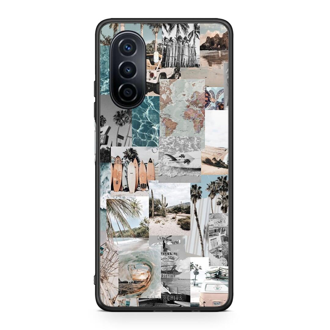 Huawei Nova Y70 Retro Beach Life Θήκη από τη Smartfits με σχέδιο στο πίσω μέρος και μαύρο περίβλημα | Smartphone case with colorful back and black bezels by Smartfits
