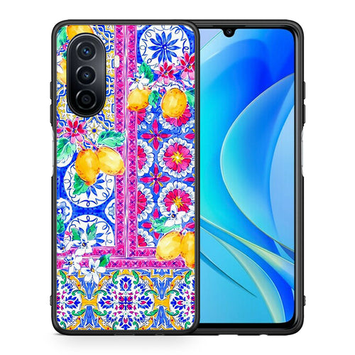 Θήκη Huawei Nova Y70 Retro Spring από τη Smartfits με σχέδιο στο πίσω μέρος και μαύρο περίβλημα | Huawei Nova Y70 Retro Spring case with colorful back and black bezels