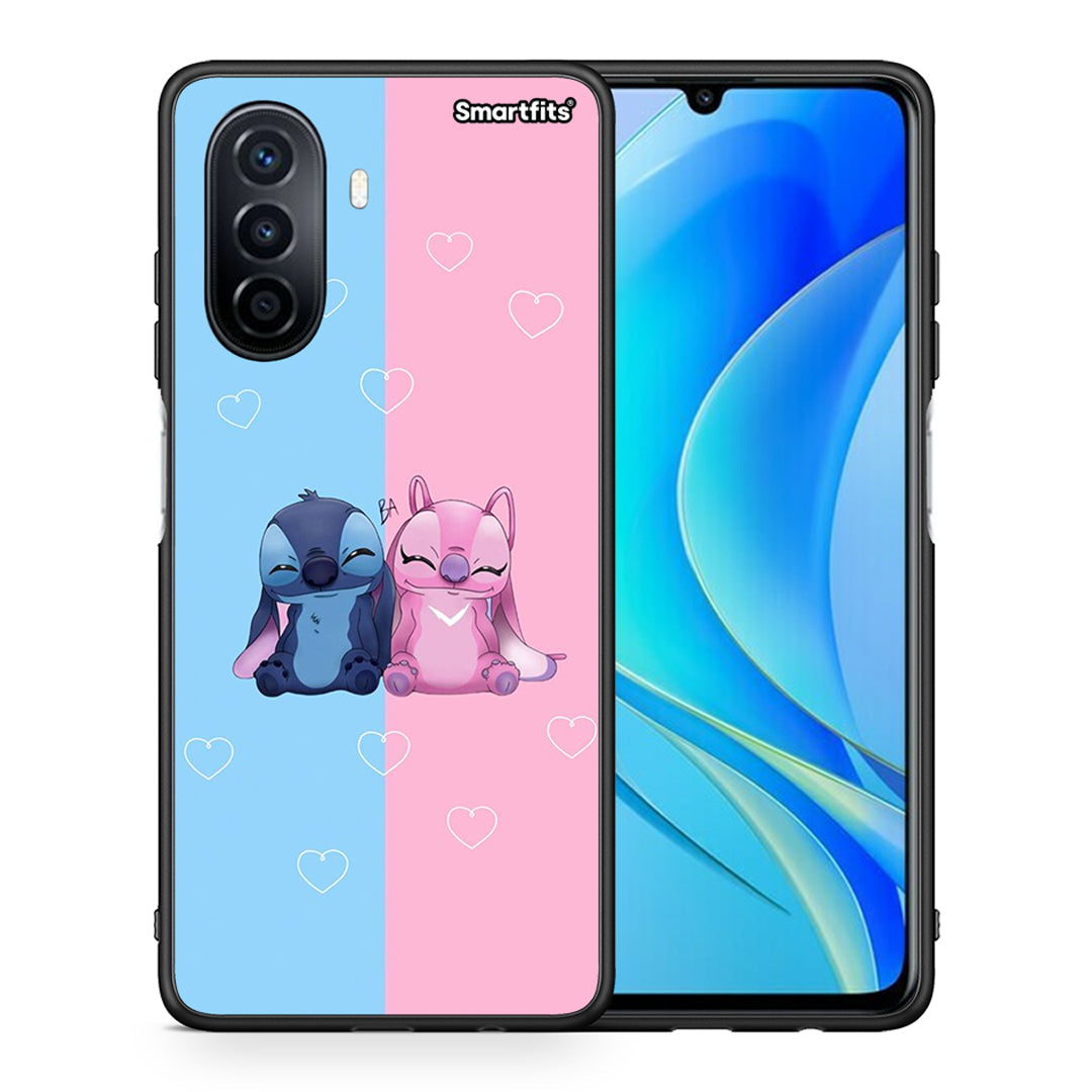 Θήκη Huawei Nova Y70 Stitch And Angel από τη Smartfits με σχέδιο στο πίσω μέρος και μαύρο περίβλημα | Huawei Nova Y70 Stitch And Angel case with colorful back and black bezels