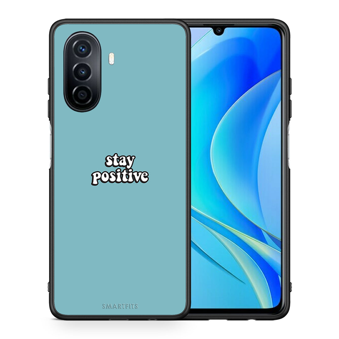 Θήκη Huawei Nova Y70 Positive Text από τη Smartfits με σχέδιο στο πίσω μέρος και μαύρο περίβλημα | Huawei Nova Y70 Positive Text case with colorful back and black bezels