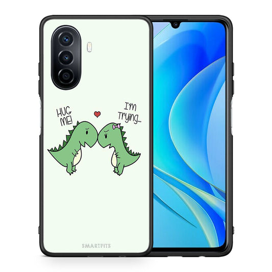 Θήκη Huawei Nova Y70 Rex Valentine από τη Smartfits με σχέδιο στο πίσω μέρος και μαύρο περίβλημα | Huawei Nova Y70 Rex Valentine case with colorful back and black bezels