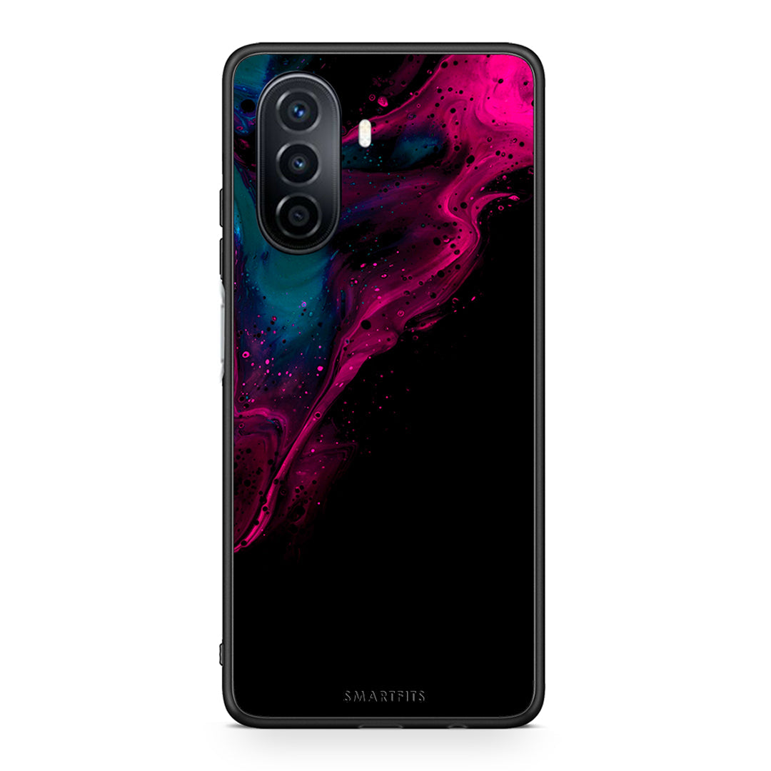 4 - Huawei Nova Y70 Pink Black Watercolor case, cover, bumper