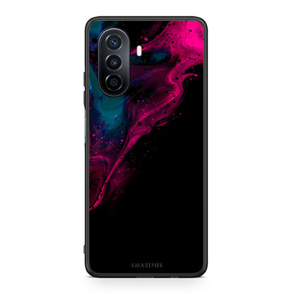 4 - Huawei Nova Y70 Pink Black Watercolor case, cover, bumper