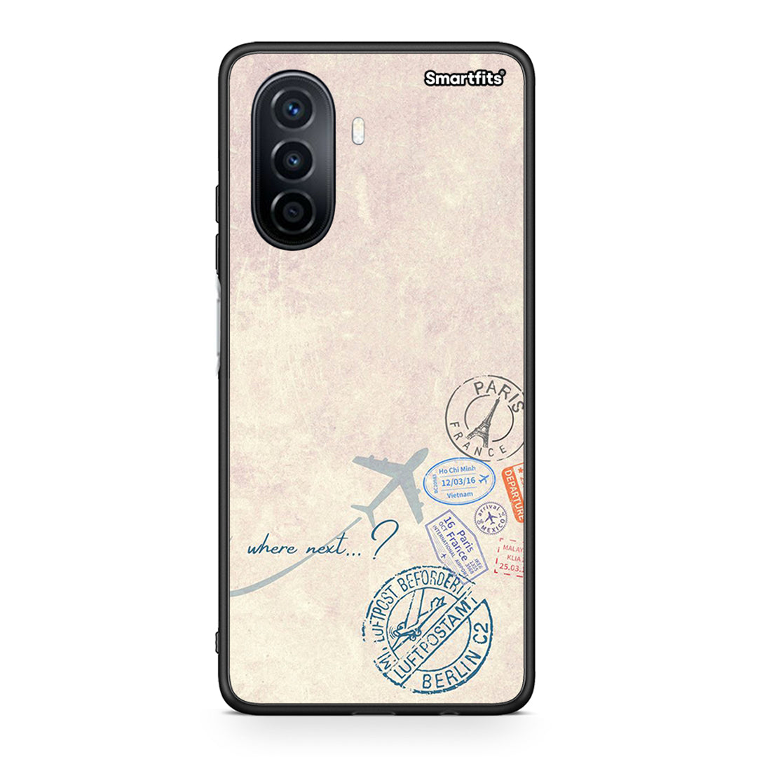 Huawei Nova Y70 Where Next θήκη από τη Smartfits με σχέδιο στο πίσω μέρος και μαύρο περίβλημα | Smartphone case with colorful back and black bezels by Smartfits
