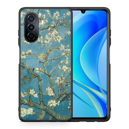 Θήκη Huawei Nova Y70 White Blossoms από τη Smartfits με σχέδιο στο πίσω μέρος και μαύρο περίβλημα | Huawei Nova Y70 White Blossoms case with colorful back and black bezels