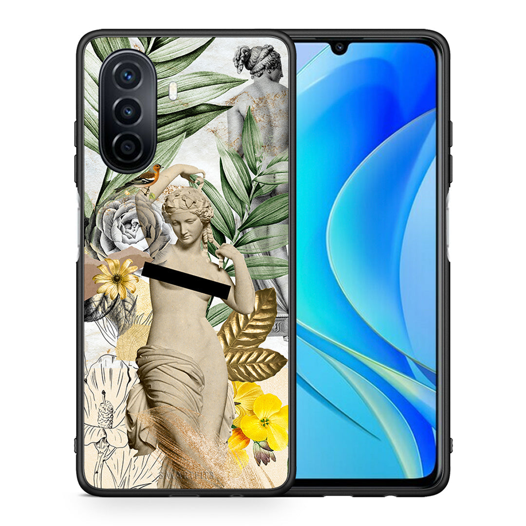 Θήκη Huawei Nova Y70 Woman Statue από τη Smartfits με σχέδιο στο πίσω μέρος και μαύρο περίβλημα | Huawei Nova Y70 Woman Statue case with colorful back and black bezels