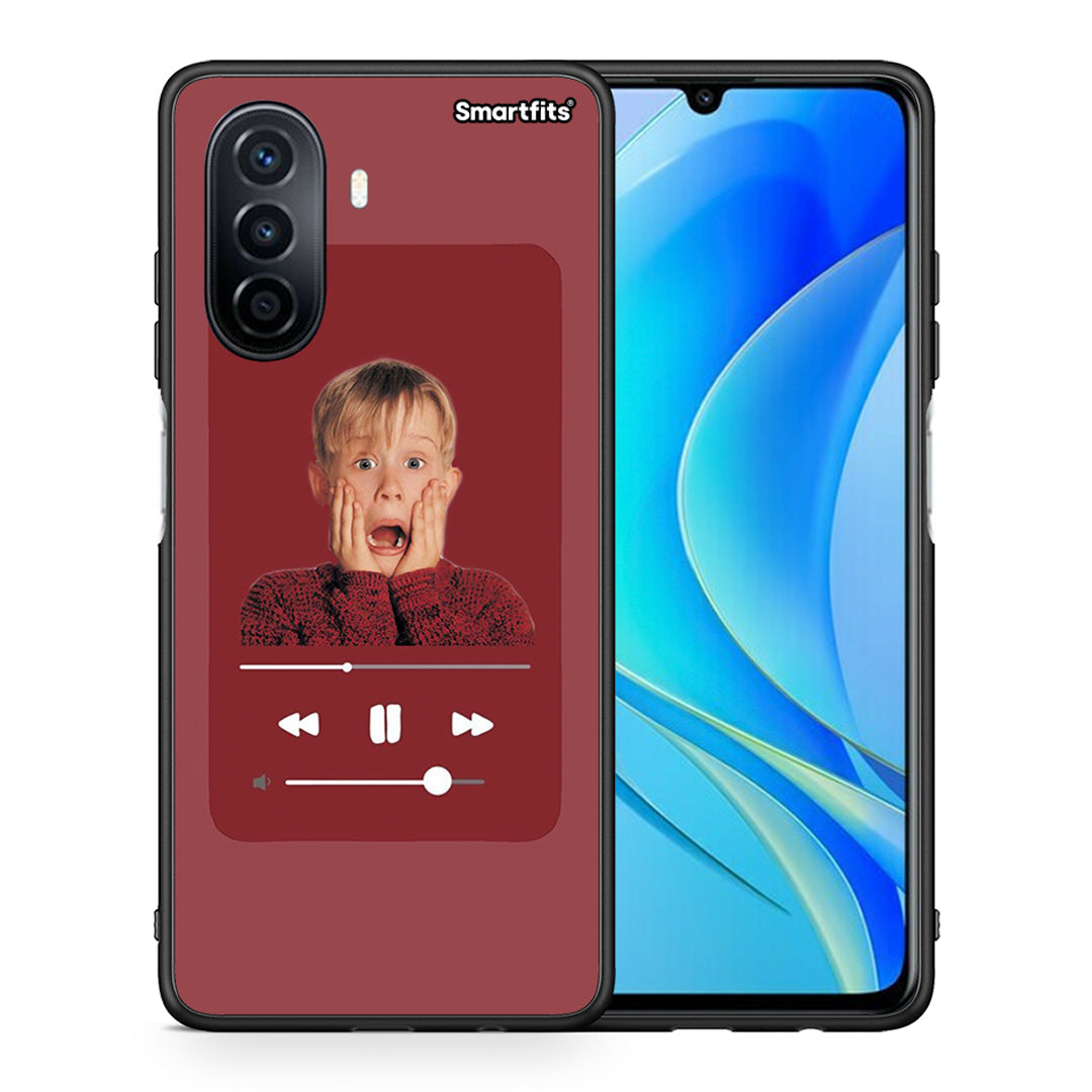 Θήκη Huawei Nova Y70 Xmas Alone Music από τη Smartfits με σχέδιο στο πίσω μέρος και μαύρο περίβλημα | Huawei Nova Y70 Xmas Alone Music case with colorful back and black bezels