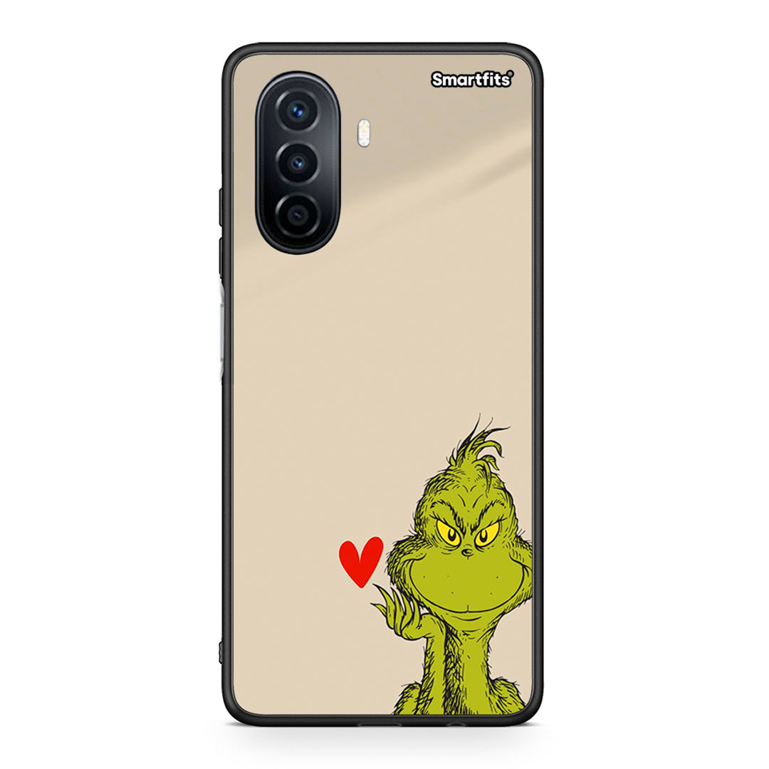 Huawei Nova Y70 Xmas Grinch θήκη από τη Smartfits με σχέδιο στο πίσω μέρος και μαύρο περίβλημα | Smartphone case with colorful back and black bezels by Smartfits