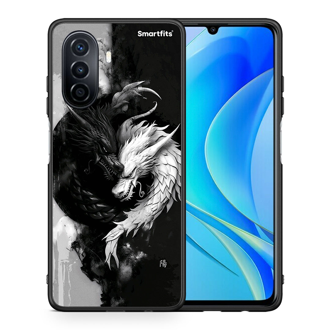 Θήκη Huawei Nova Y70 Yin Yang από τη Smartfits με σχέδιο στο πίσω μέρος και μαύρο περίβλημα | Huawei Nova Y70 Yin Yang case with colorful back and black bezels
