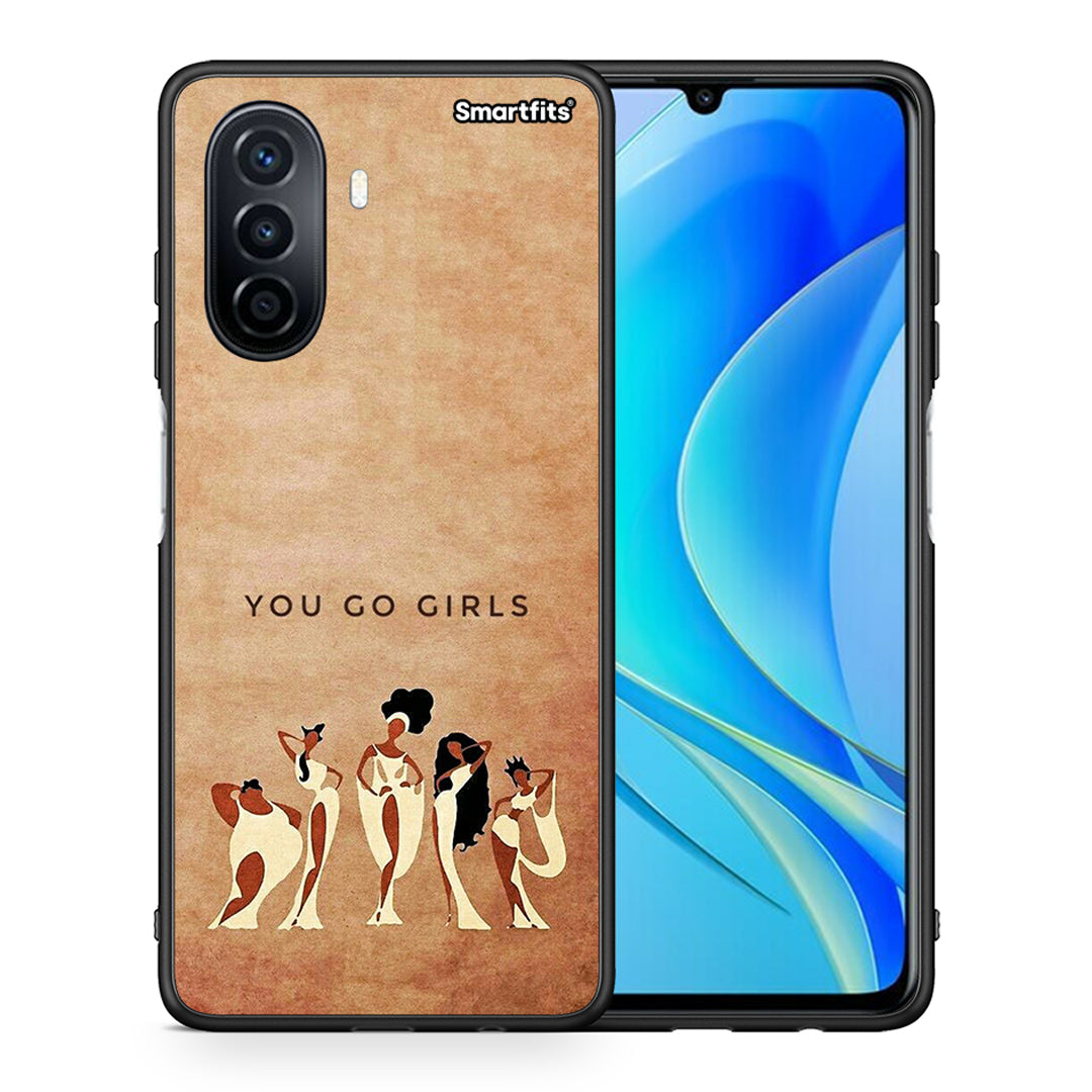 Θήκη Huawei Nova Y70 You Go Girl από τη Smartfits με σχέδιο στο πίσω μέρος και μαύρο περίβλημα | Huawei Nova Y70 You Go Girl case with colorful back and black bezels